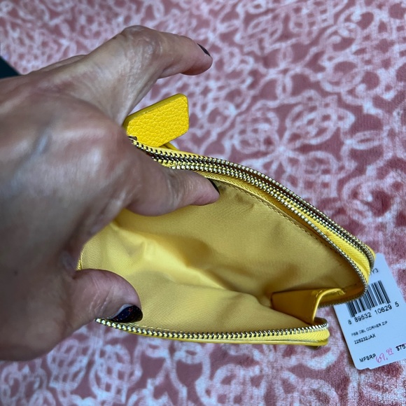 Coach Yellow Pebbled Leather Wristlet - Picture 5 of 6